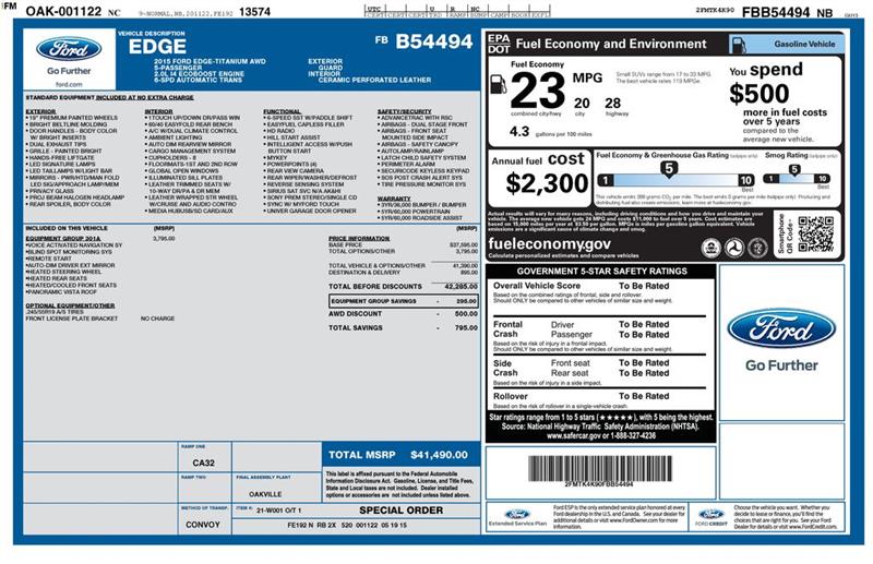 Ford Edge Titanium AWD 2015 Ford Edge Titanium AWD 2015