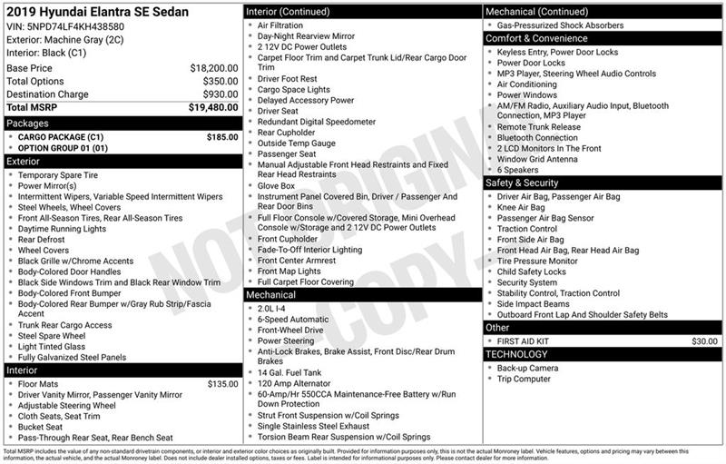 Hyundai Elantra SE 6M 2019 Hyundai Elantra SE 6M 2019