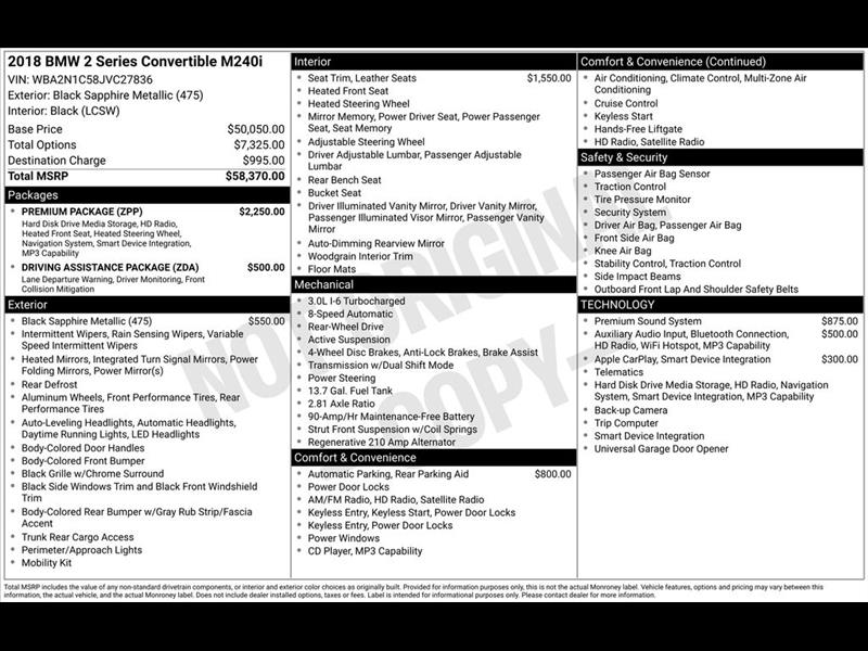 2018 BMW 2-Series M240i Convertible