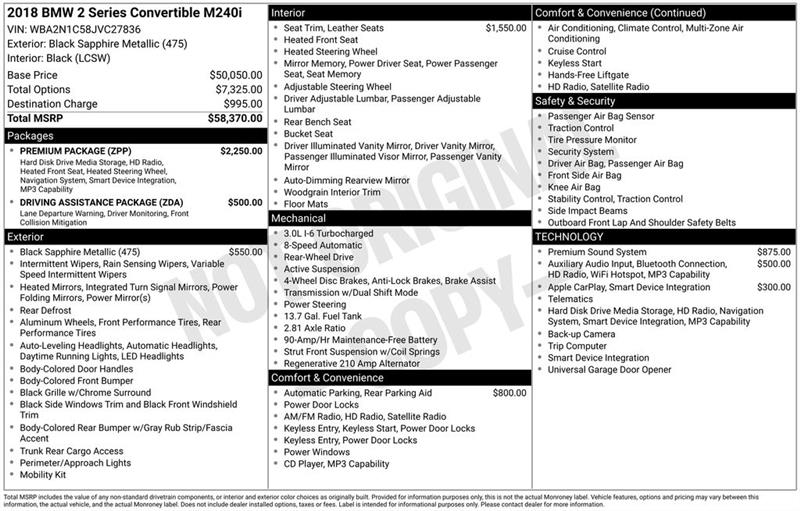 BMW 2-Series M240i Convertible 2018