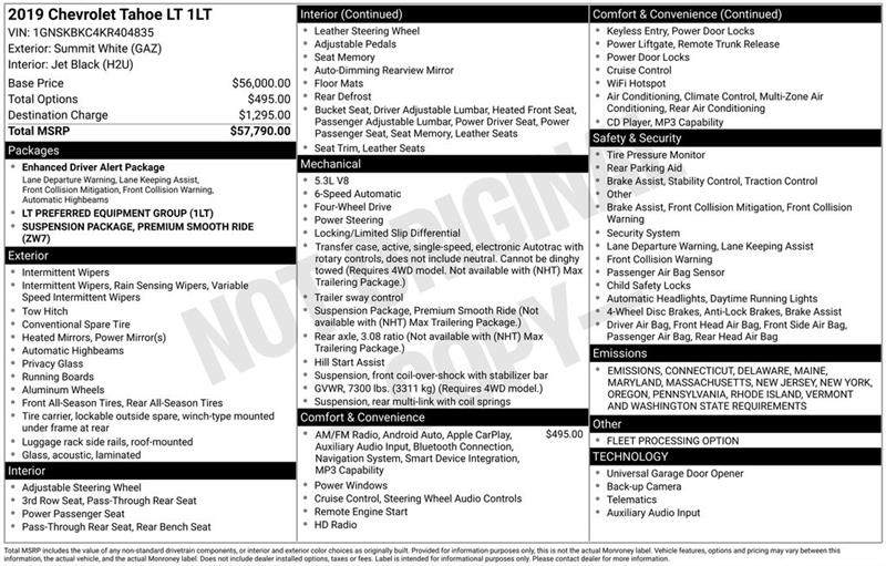 Chevrolet Tahoe LT 4WD 2019