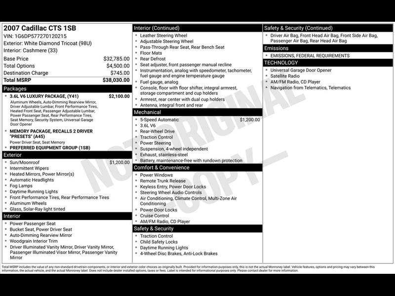 2007 Cadillac CTS 3.6L