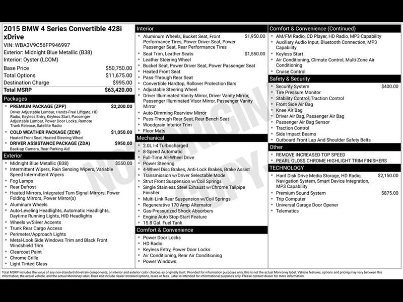 2015 BMW 4-Series 428i xDrive convertible