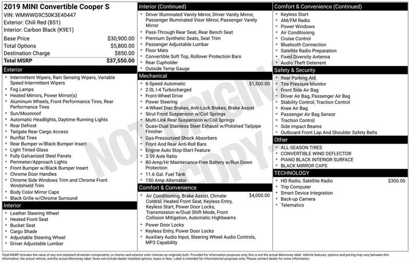 MINI Roadster S 2019