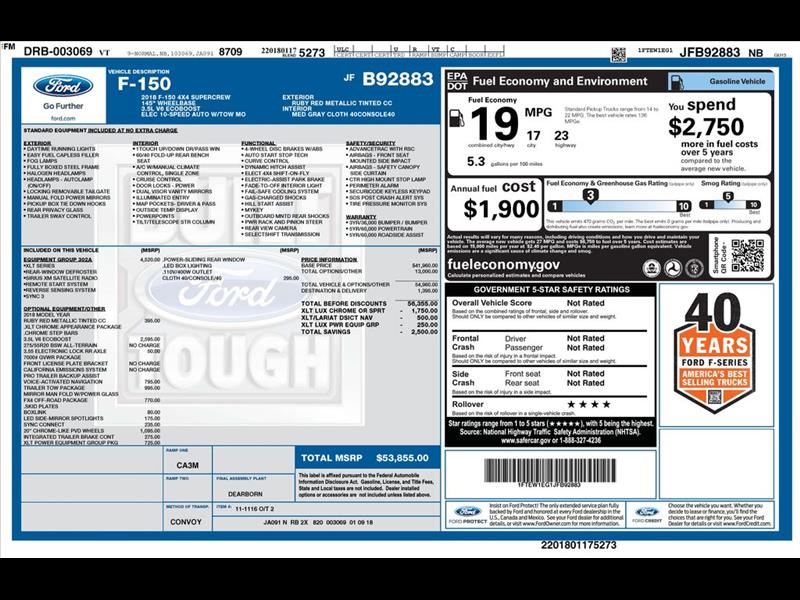 2018 Ford F-150 XLT SuperCrew 5.5-ft. Bed 4WD