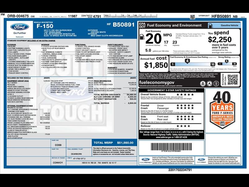 2017 Ford F-150 XLT SuperCrew 6.5-ft. Bed 4WD