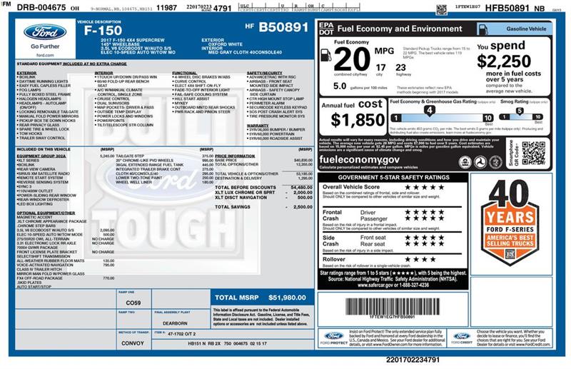 Ford F-150 XLT SuperCrew 6.5-ft. Bed 4WD 2017