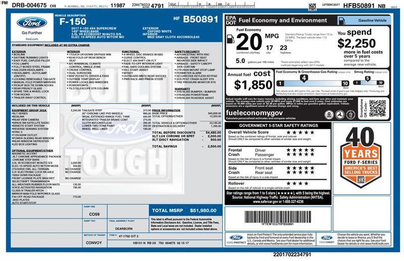 Ford F-150 XLT SuperCrew 6.5-ft. Bed 4WD 2017