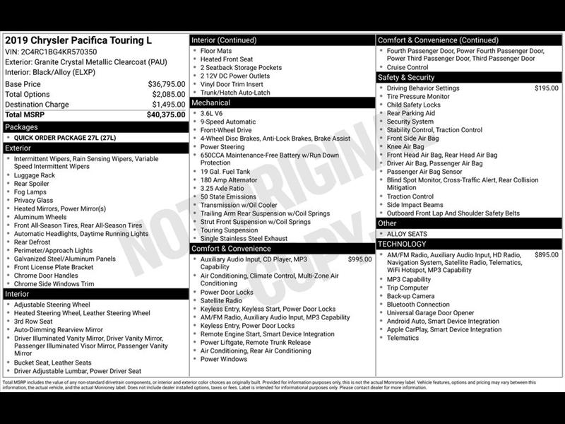 Chrysler Pacifica Touring-L 2019