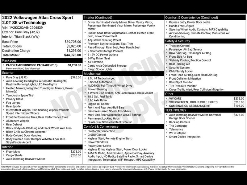 Volkswagen Atlas Cross Sport SE w/Technology 4MOTION 2022