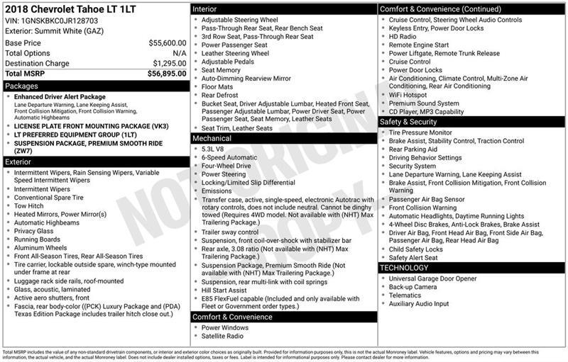 Chevrolet Tahoe LT 4WD 2018