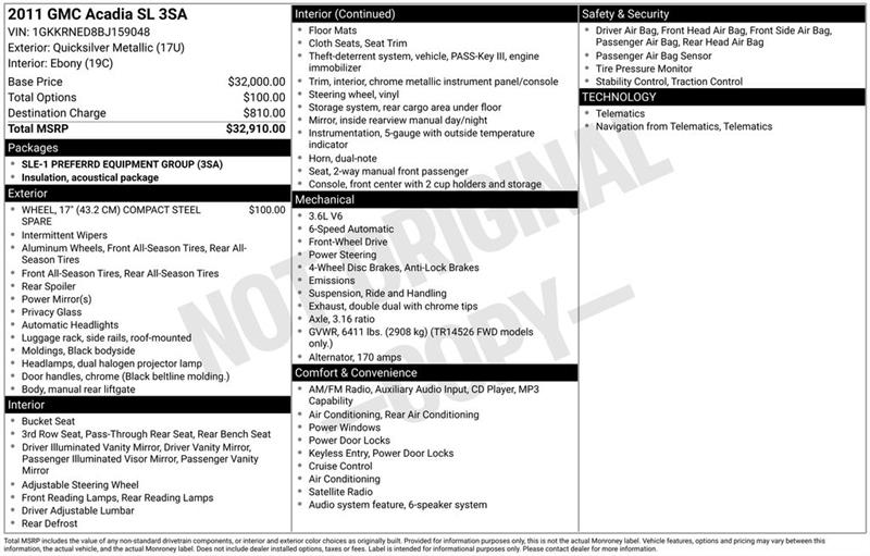 GMC Acadia SLE-1 FWD 2011