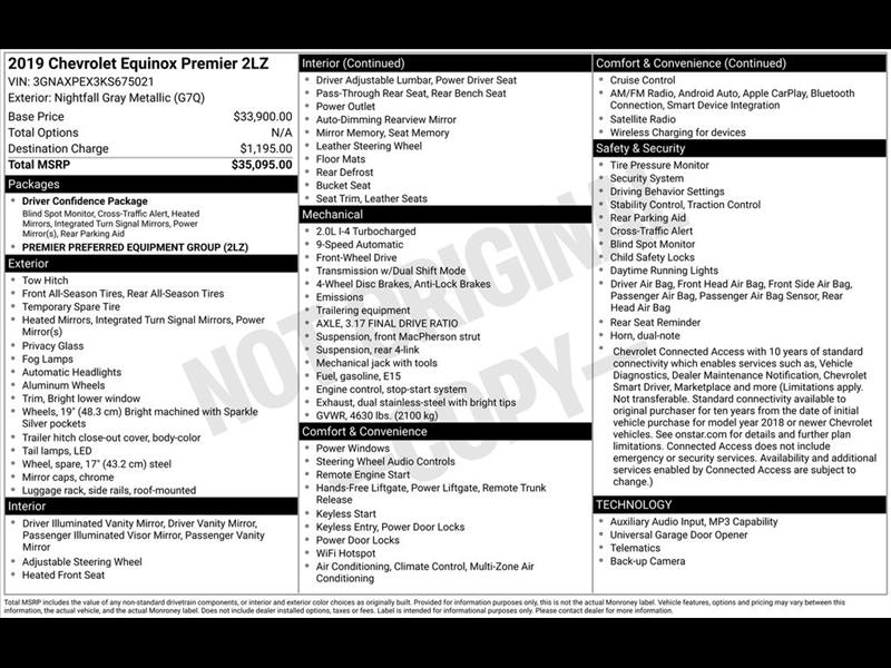 2019 Chevrolet Equinox Premier 2.0 2WD