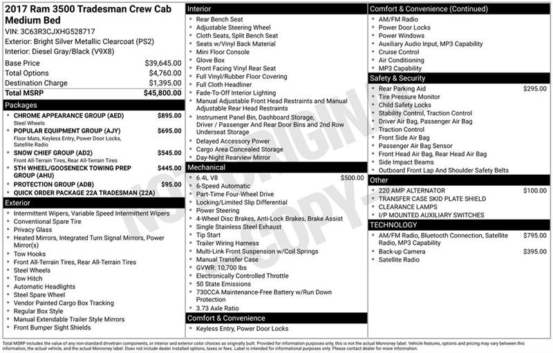 RAM 3500 Tradesman Crew Cab 4WD 2017
