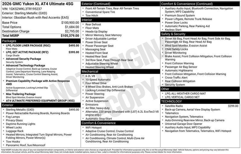 GMC Yukon XL AT4 Ultimate 4WD 2026