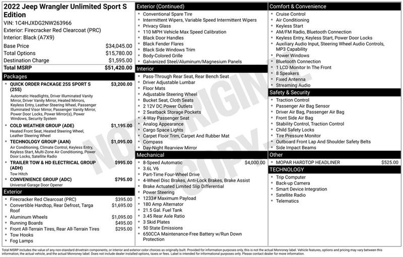 Jeep Wrangler Unlimited Sport 2022