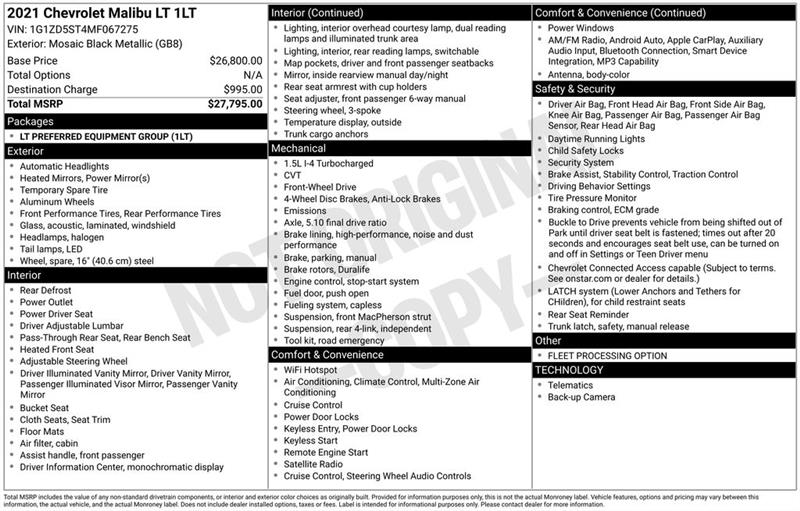 Chevrolet Malibu LT 2021