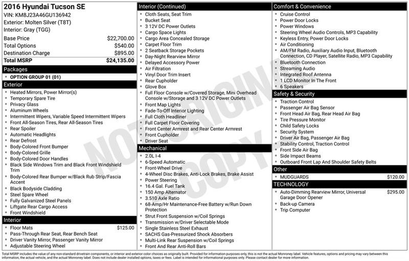 Hyundai Tucson SE 2016