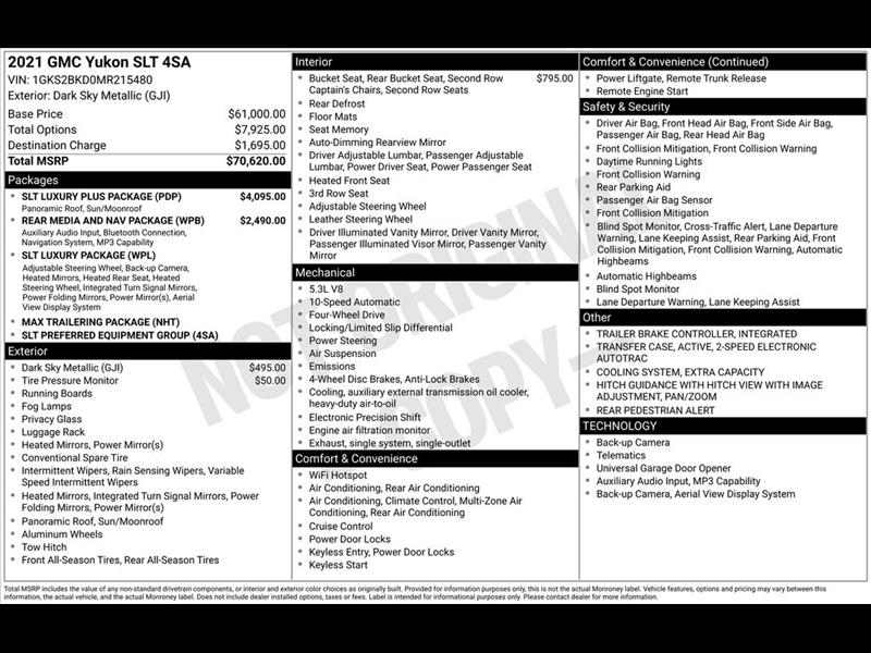 GMC Yukon SLT 4WD 2021