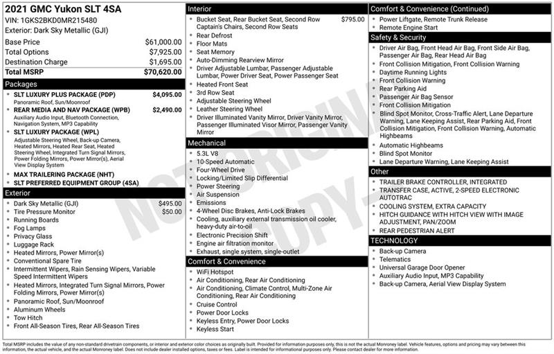 GMC Yukon SLT 4WD 2021