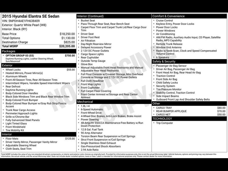 Hyundai Elantra SE 6AT 2015