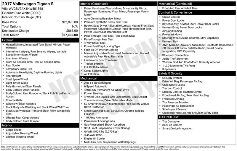 Volkswagen Tiguan S 4Motion 2017
