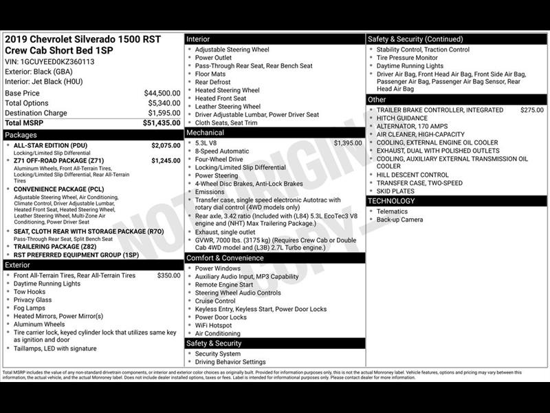 2019 Chevrolet Silverado 1500 RST Crew Cab 4WD