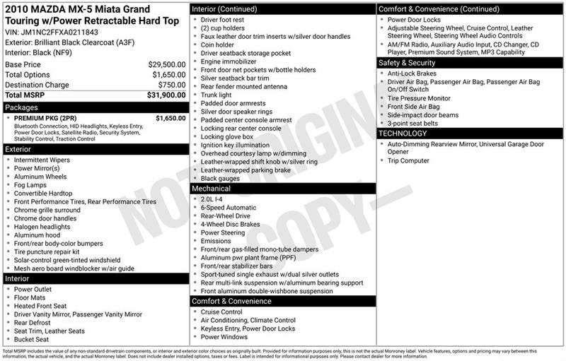 Mazda MX-5 Miata Grand Touring PRHT 2010