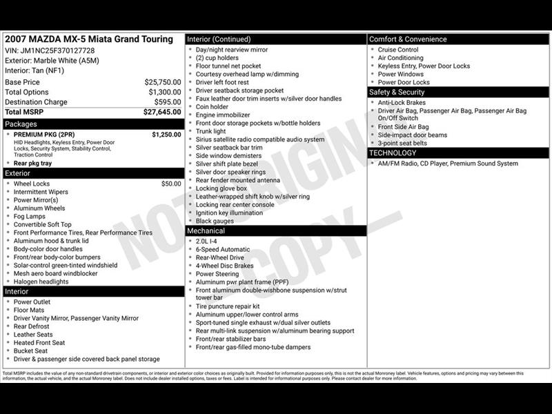 Mazda MX-5 Miata Grand Touring 2007