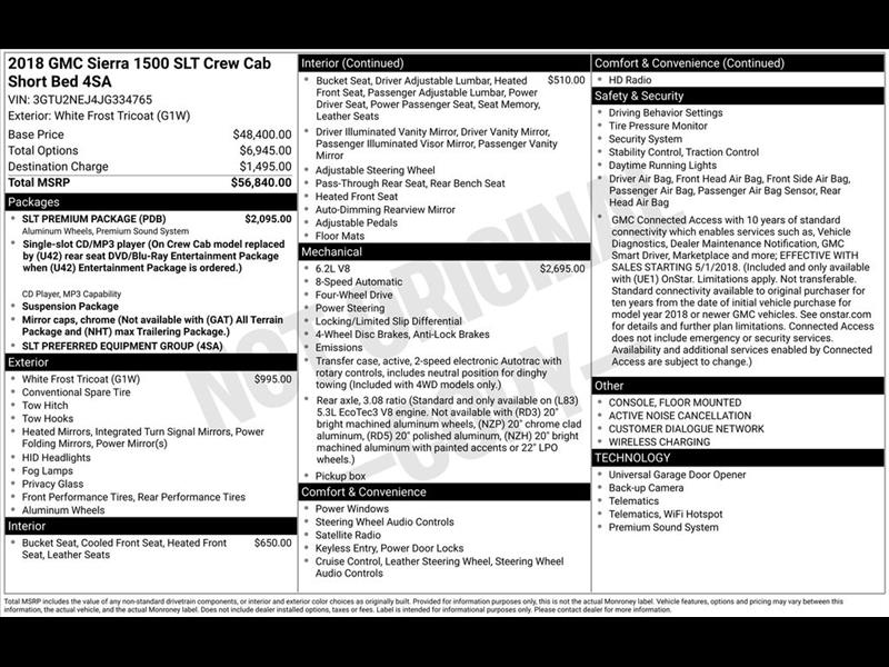 GMC Sierra 1500 SLT Crew Cab Long Box 4WD 2018