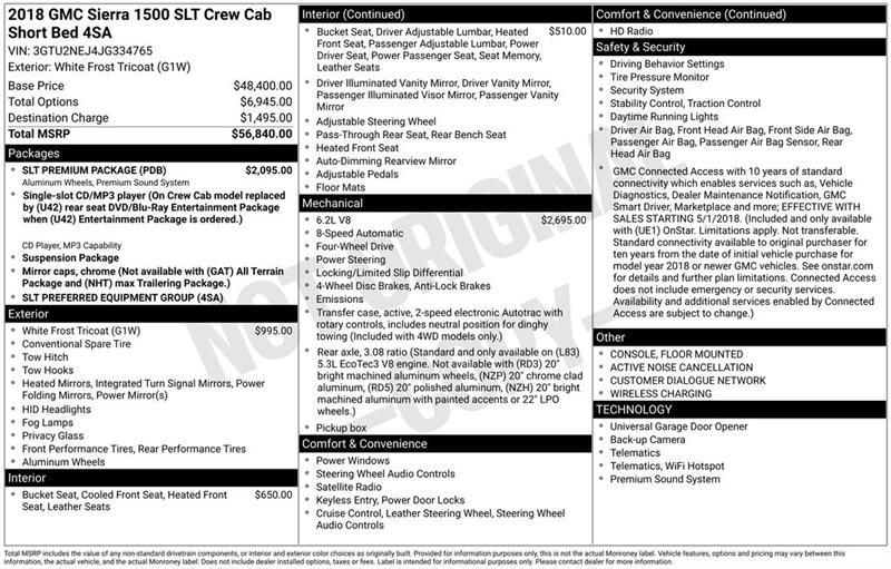 GMC Sierra 1500 SLT Crew Cab Long Box 4WD 2018