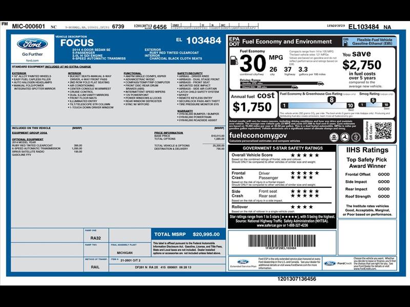 Ford Focus SE Sedan 2014