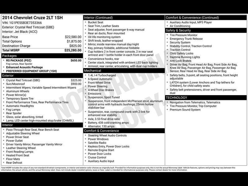 2014 Chevrolet Cruze 2LT Auto