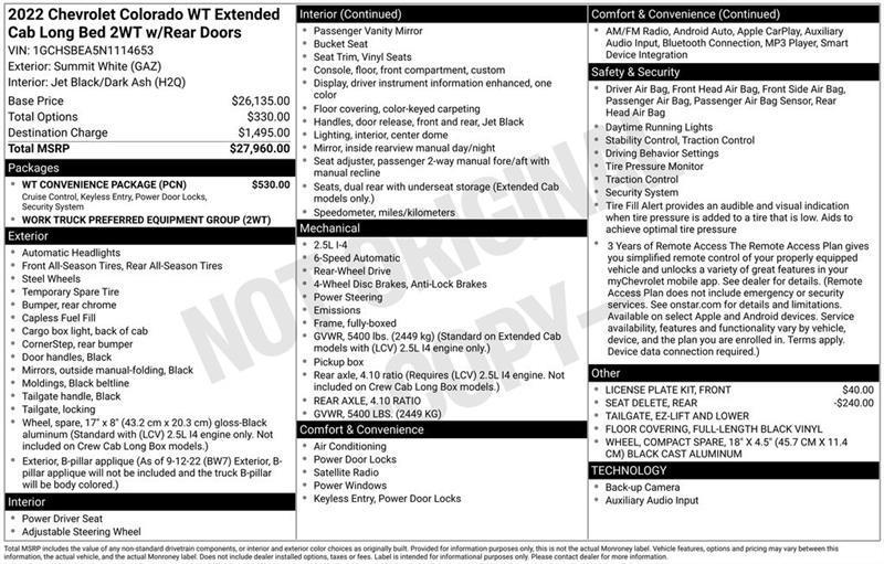 Chevrolet Colorado Work Truck Ext. Cab 2WD 2022