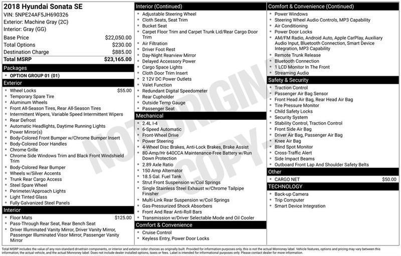 Hyundai Sonata SE 2018