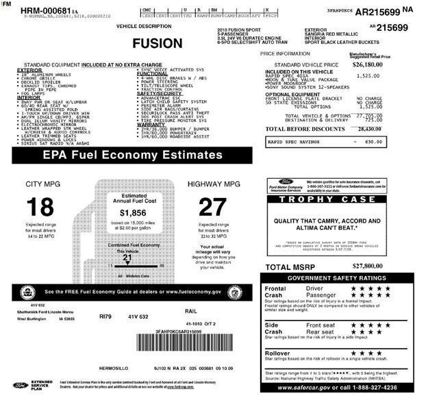 2010 Ford Fusion V6 Sport FWD