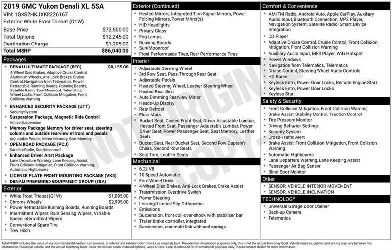 GMC Yukon XL Denali 4WD 2019