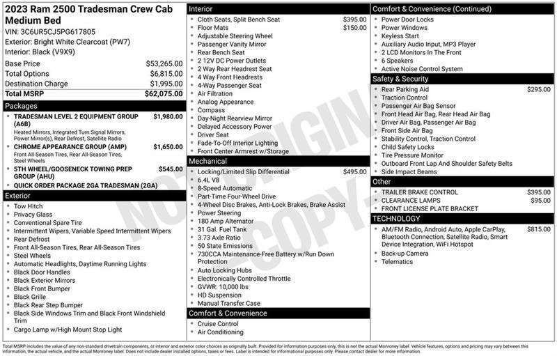 RAM 2500 Tradesman Crew Cab SWB 4WD 2023