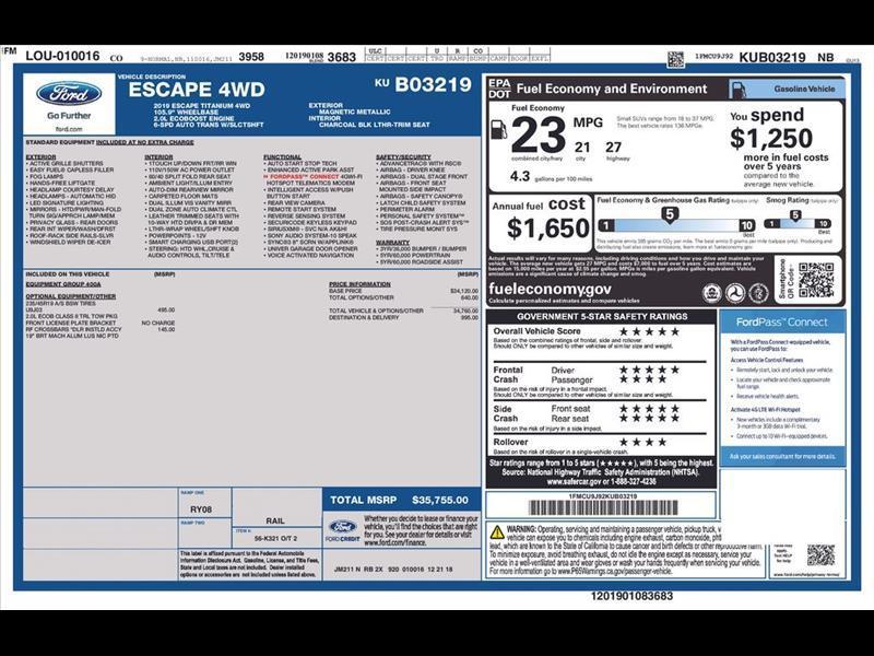 2019 Ford Escape Titanium 4WD