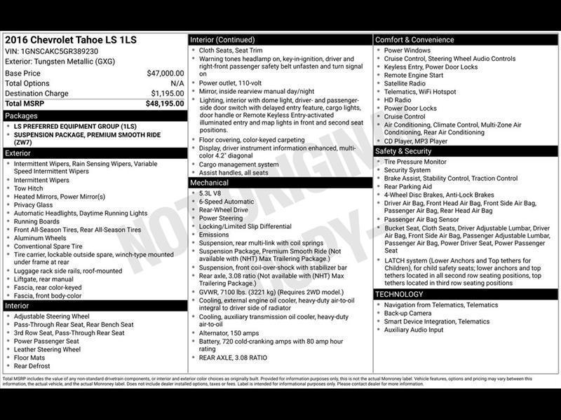 2016 Chevrolet Tahoe LS 2WD