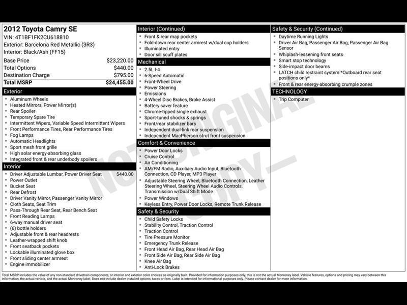 Toyota Camry LE 2012