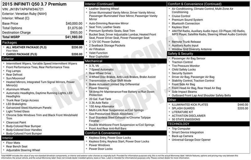 Infiniti Q50 Premium 2015
