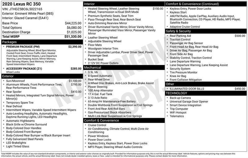 Lexus RC 350 RWD 2020