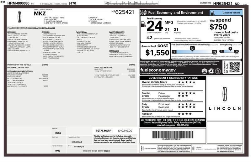 Lincoln MKZ Select FWD 2017