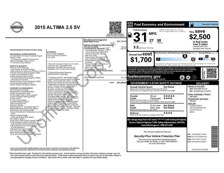 Nissan Altima 2.5 SV 2015