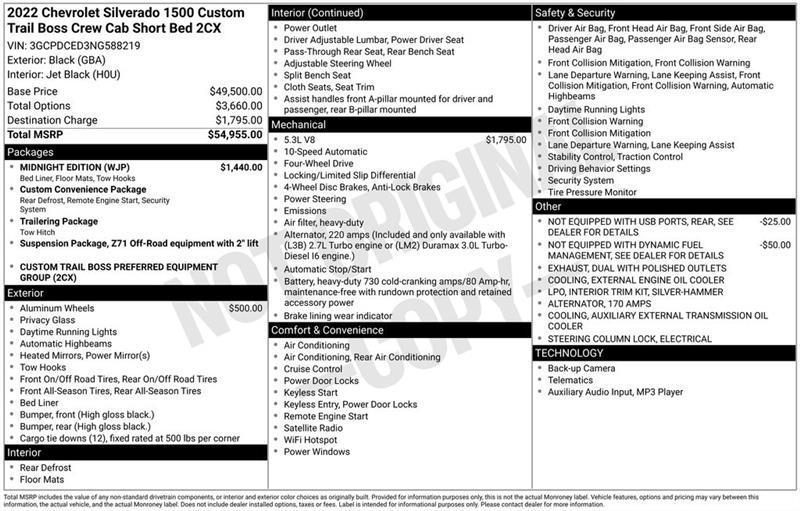 Chevrolet Silverado 1500 Trail Boss Custom Crew Cab 4WD 2022