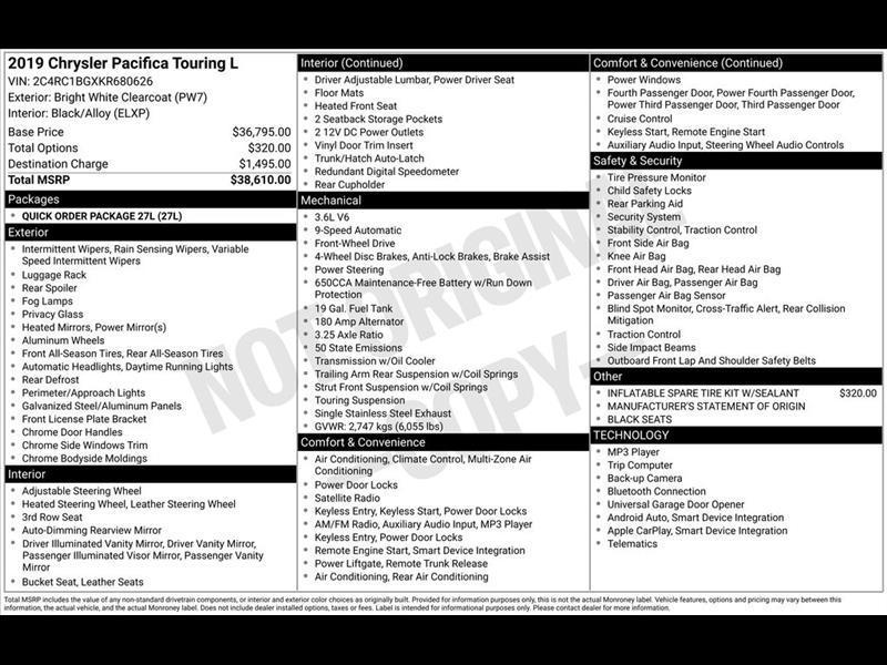 2019 Chrysler Pacifica Touring-L