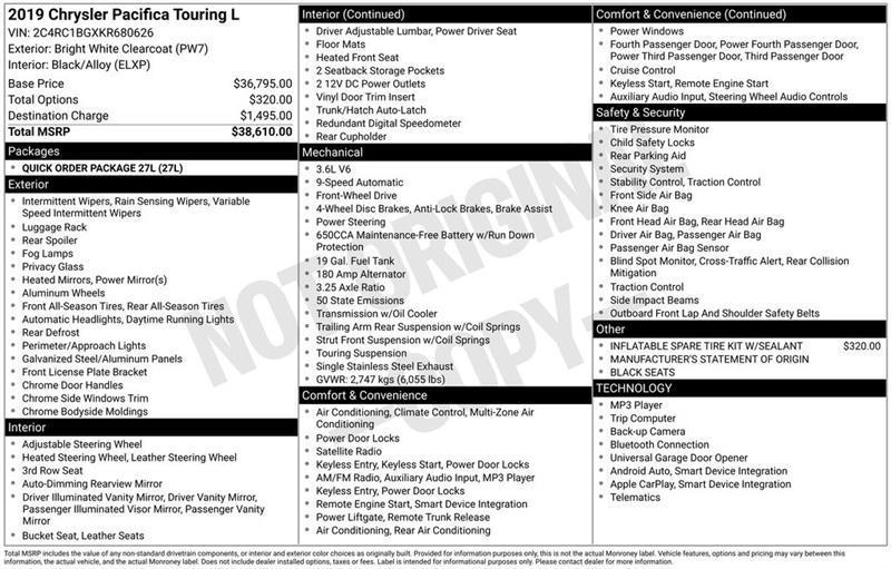 Chrysler Pacifica Touring-L 2019