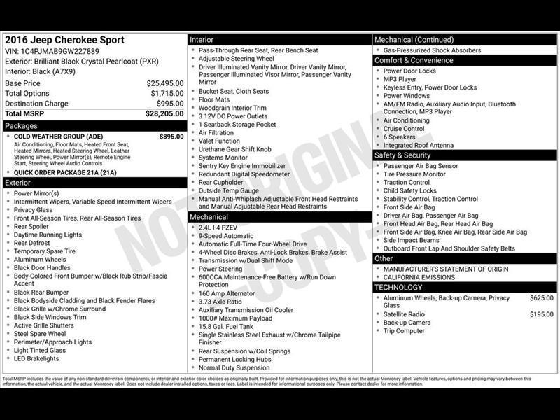 Jeep Cherokee Sport 4WD 2016