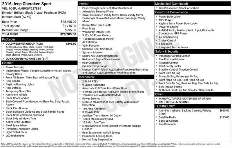 Jeep Cherokee Sport 4WD 2016